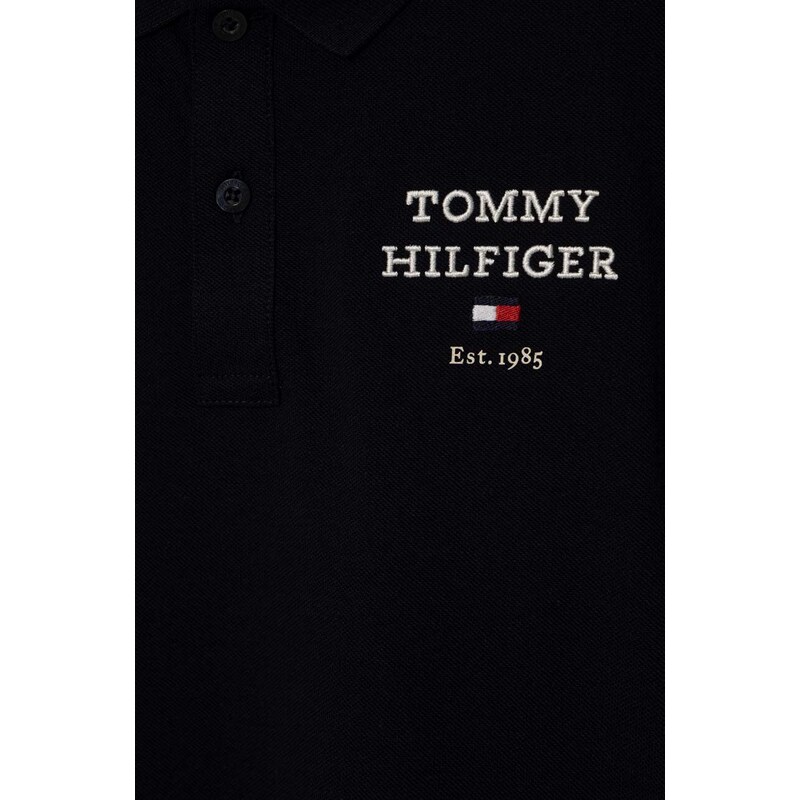 Dětská bavlněná polokošile Tommy Hilfiger tmavomodrá barva, s aplikací