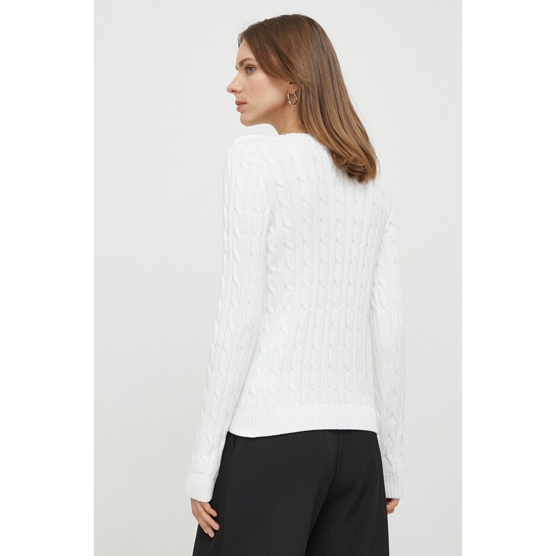 Bavlněný svetr Lauren Ralph Lauren bílá barva