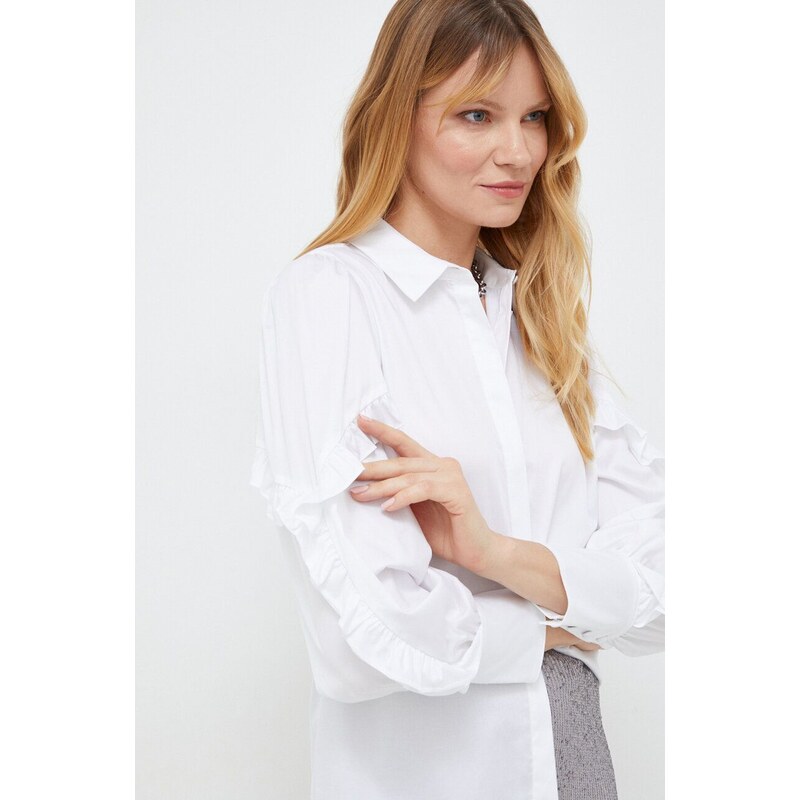 Košile Guess SOPHIA dámská, béžová barva, regular, s klasickým límcem, W4RH03 WAF10