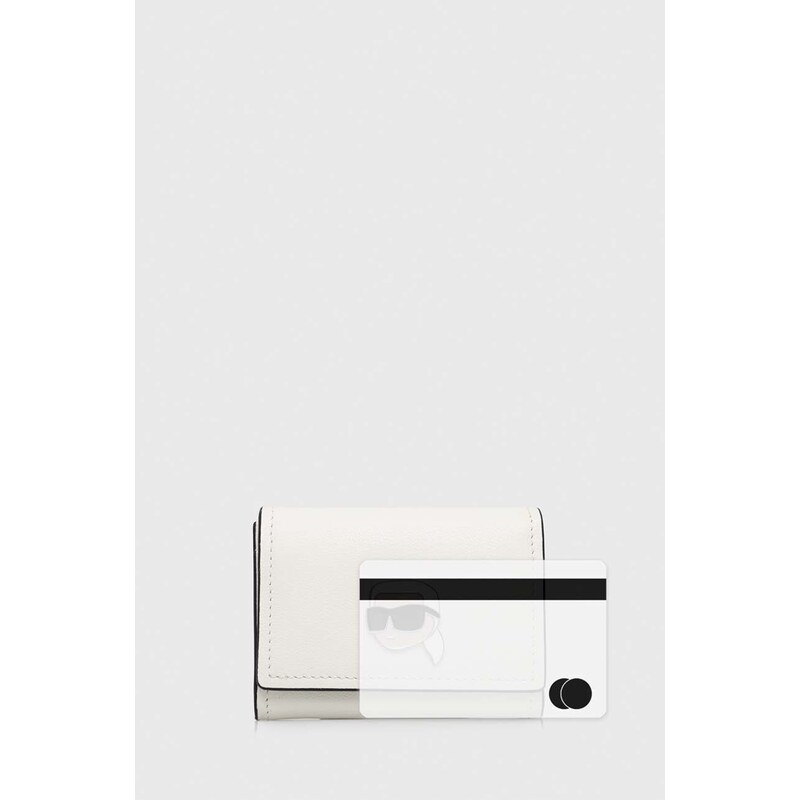 Kožená peněženka Karl Lagerfeld bílá barva