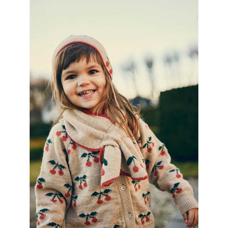 Dětský vlněný šátek Konges Sløjd béžová barva, s aplikací