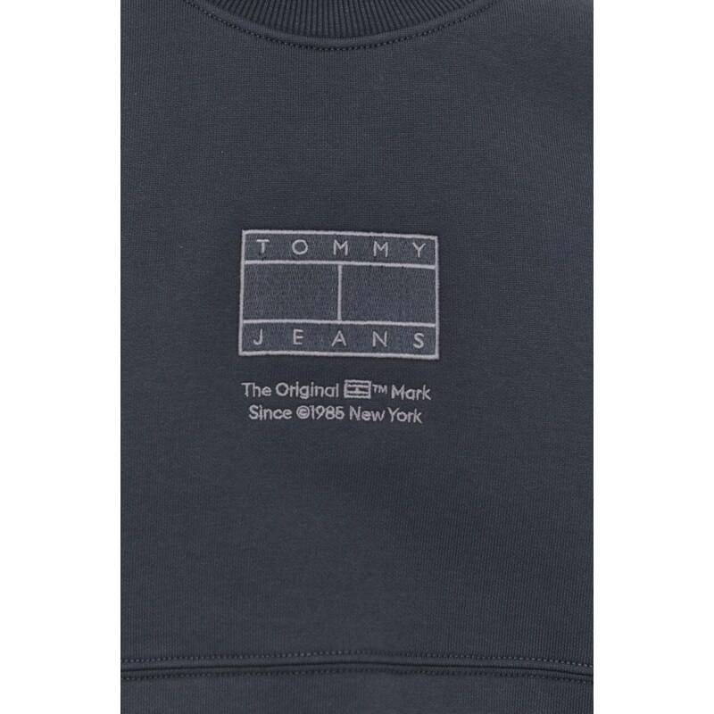 Mikina Tommy Jeans pánská, šedá barva, s aplikací