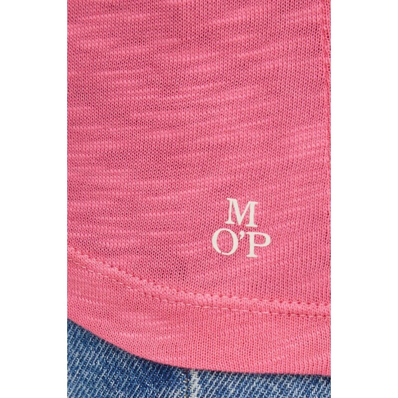 Bavlněné tričko s dlouhým rukávem Marc O'Polo růžová barva
