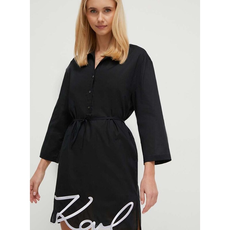 Bavlněné šaty Karl Lagerfeld černá barva