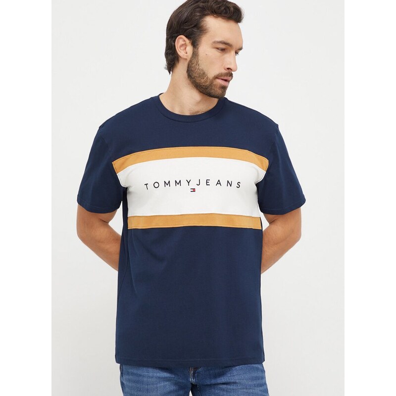 Bavlněné tričko Tommy Jeans tmavomodrá barva