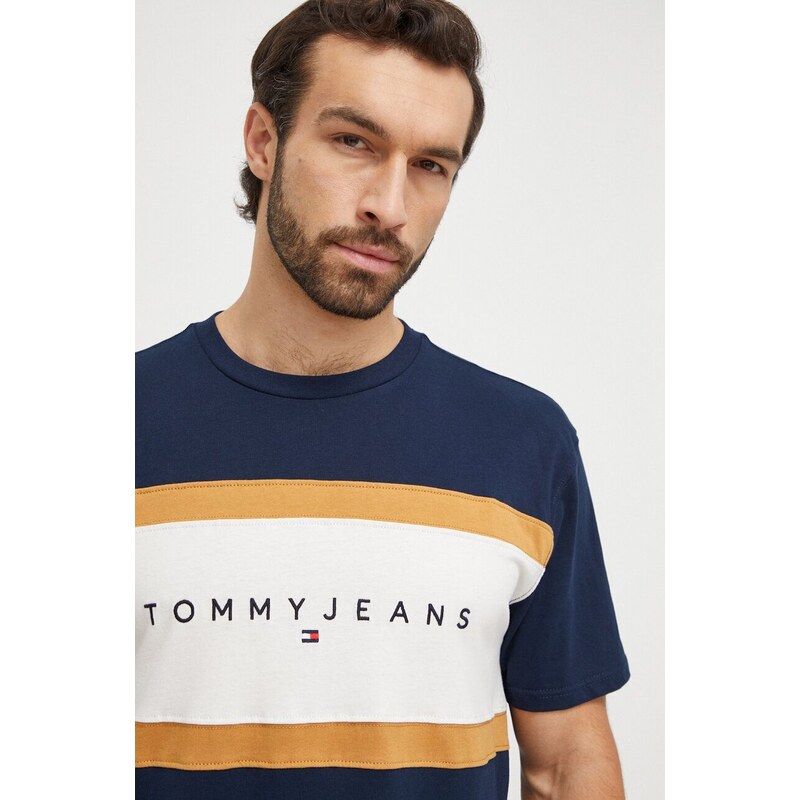 Bavlněné tričko Tommy Jeans tmavomodrá barva