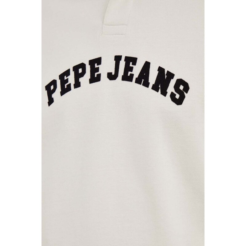 Bavlněné tričko s dlouhým rukávem Pepe Jeans Harry béžová barva, s aplikací