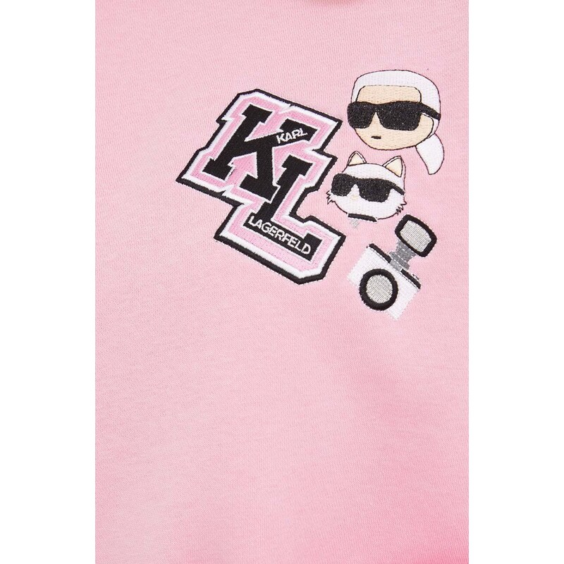 Mikina Karl Lagerfeld dámská, růžová barva, s aplikací