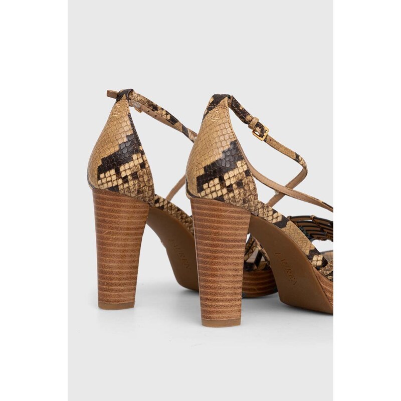 Kožené sandály Lauren Ralph Lauren Shelby béžová barva, 80292500000000000
