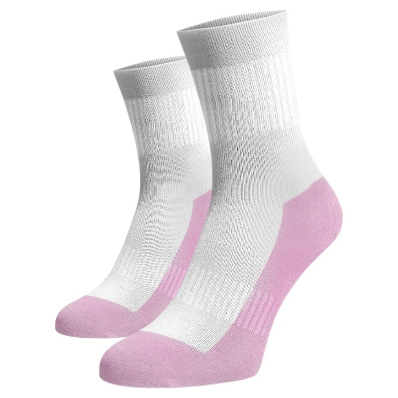 Střední ponožky se zesílenou froté nášlapnou části - bílo růžové