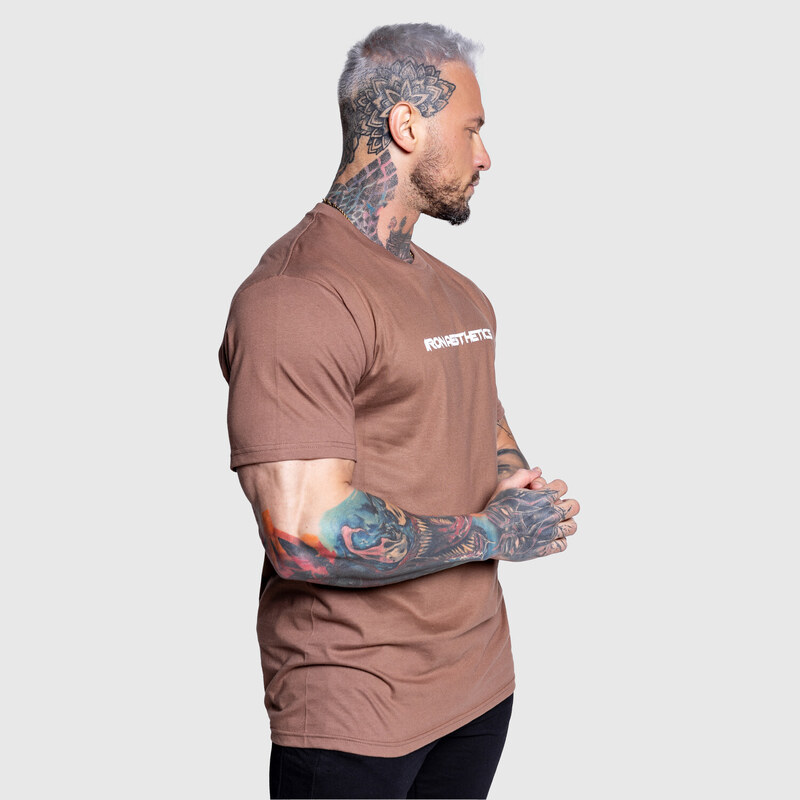 Pánské fitness tričko Iron Aesthetics Infinity, hnědé
