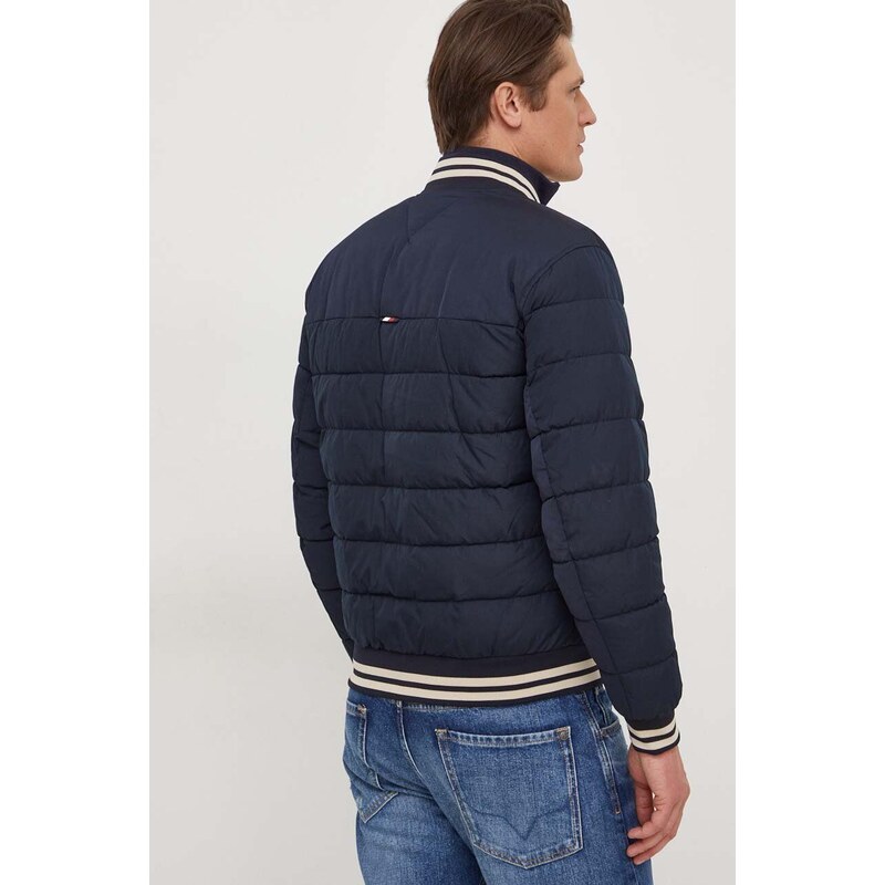 Bomber bunda Tommy Hilfiger tmavomodrá barva, přechodná