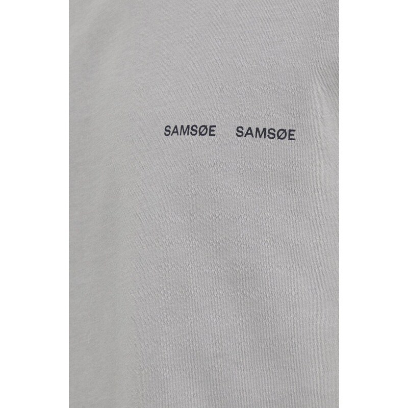 Bavlněné tričko Samsoe Samsoe Norsbro šedá barva, s potiskem, M20300010