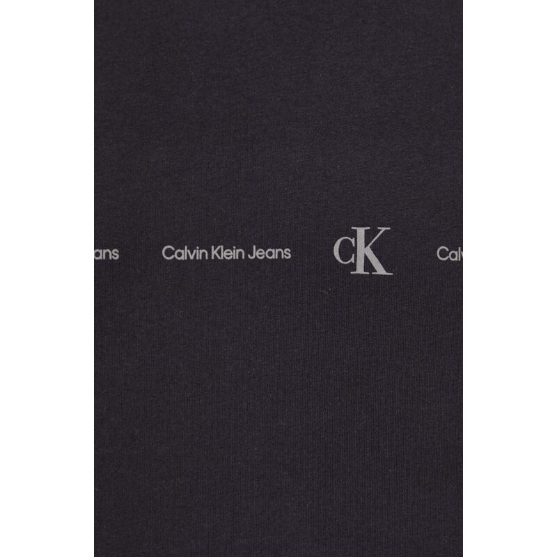 Bavlněné tričko Calvin Klein Jeans černá barva, s potiskem