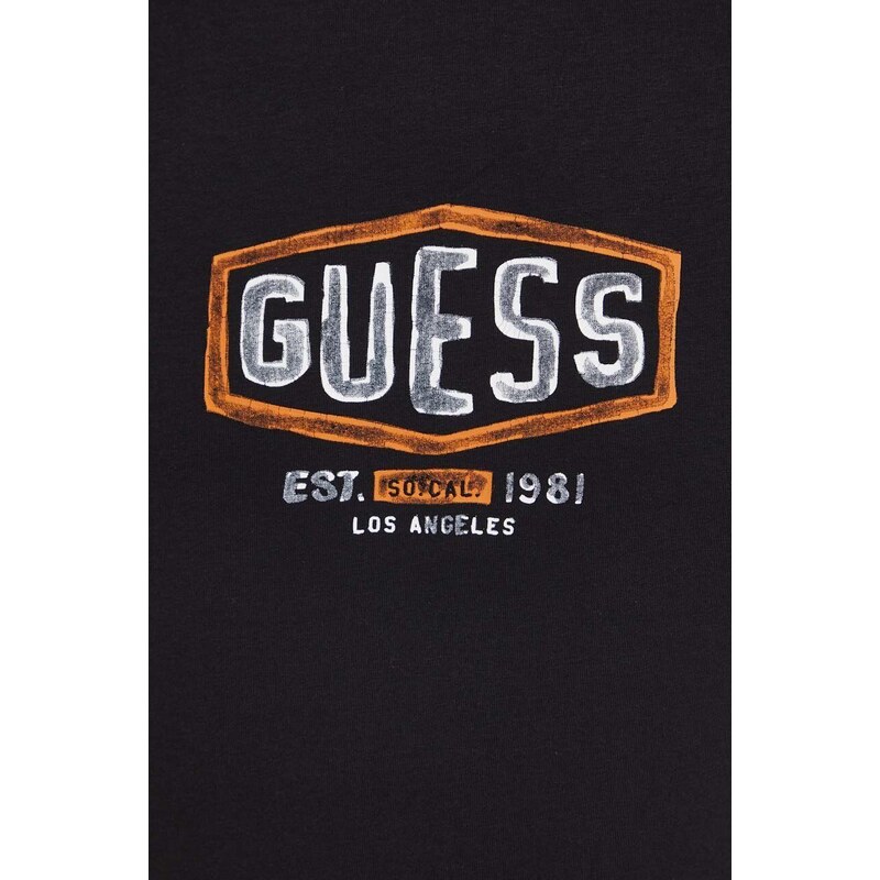 Bavlněné tričko Guess černá barva, s potiskem, M4RI33 J1314