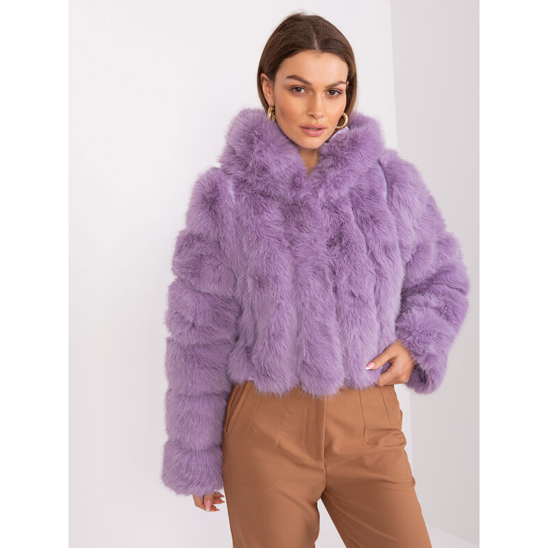 Fashionhunters Světle fialová mezisezónní bunda se zapínáním na háčky a očka