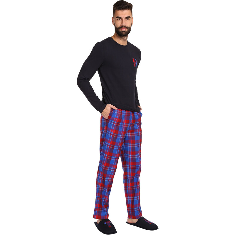 Pánské pyžamo Tommy Hilfiger s papučemi vícebarevné v dárkovém balení (UM0UM02989 0G5)