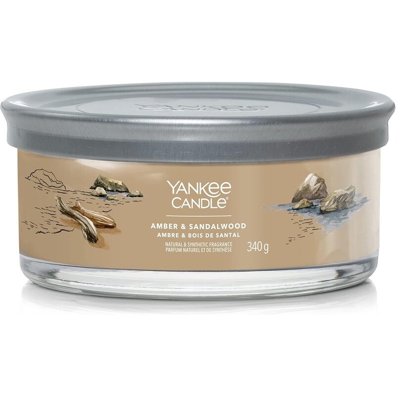 Yankee Candle vonná svíčka Signature Tumbler 5 knotů Amber & Sandalwood 340g