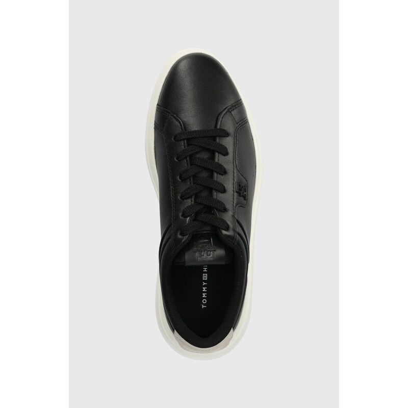 Kožené sneakers boty Tommy Hilfiger POINTY COURT SNEAKER černá barva, FW0FW07460