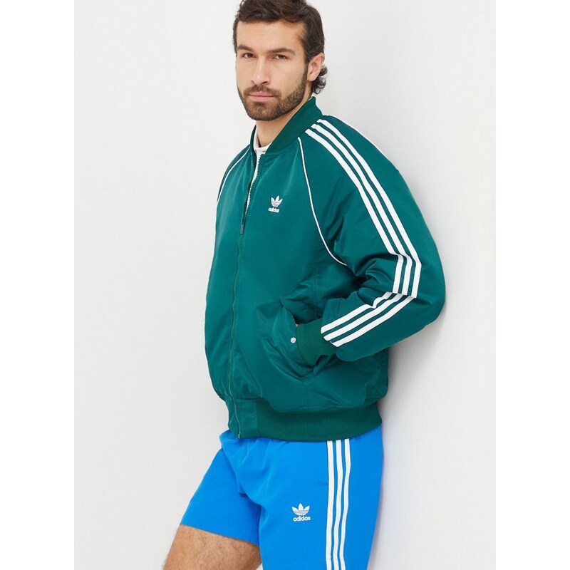 Bomber bunda adidas Originals zelená barva, přechodná - GLAMI.cz