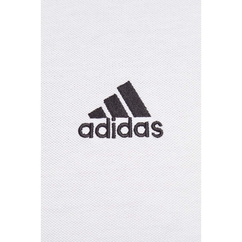 Bavlněné polo tričko adidas bílá barva, s aplikací, IC9315