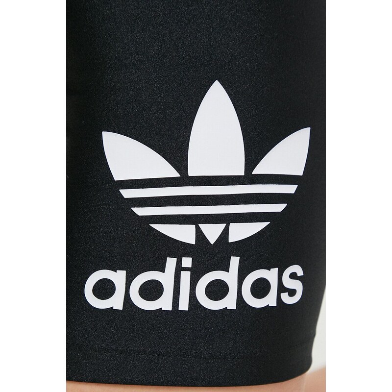 Kraťasy adidas Originals dámské, černá barva, s potiskem, high waist, IR5520
