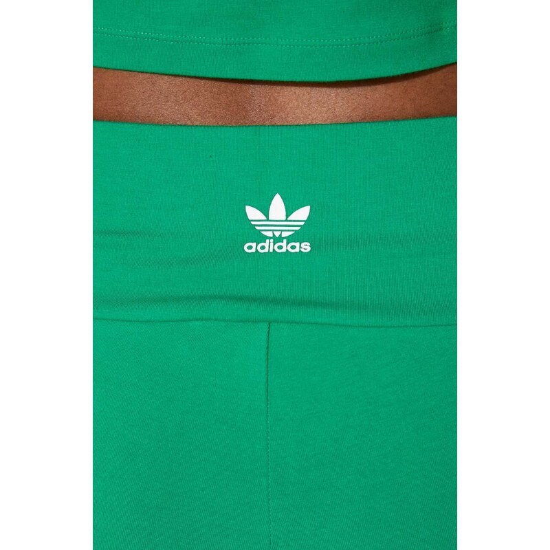 Kraťasy adidas Originals dámské, zelená barva, s aplikací, high waist