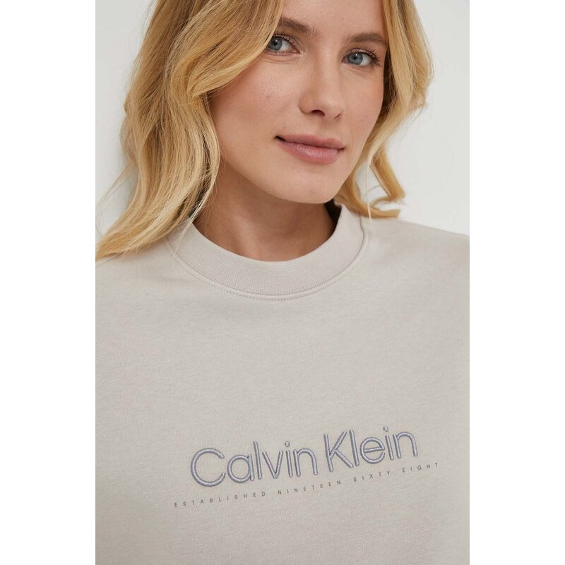 Mikina Calvin Klein dámská, šedá barva, s aplikací