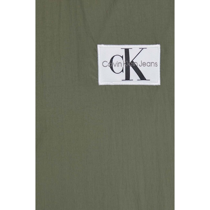 Oboustranná bunda Calvin Klein Jeans dámská, zelená barva, přechodná