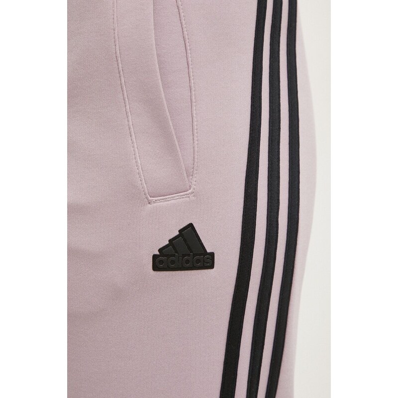 Tepláky adidas fialová barva, s aplikací, IS3661