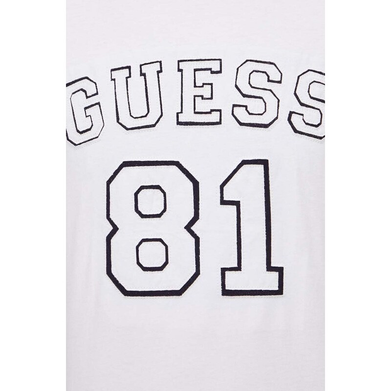 Bavlněné tričko Guess bílá barva, s aplikací, M4RI22 K8FQ4