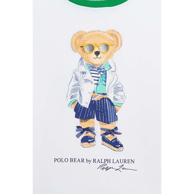 Dětské bavlněné tričko Polo Ralph Lauren bílá barva