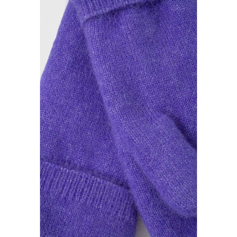 Vlněné rukavice Samsoe Samsoe NOR fialová barva, F21400680