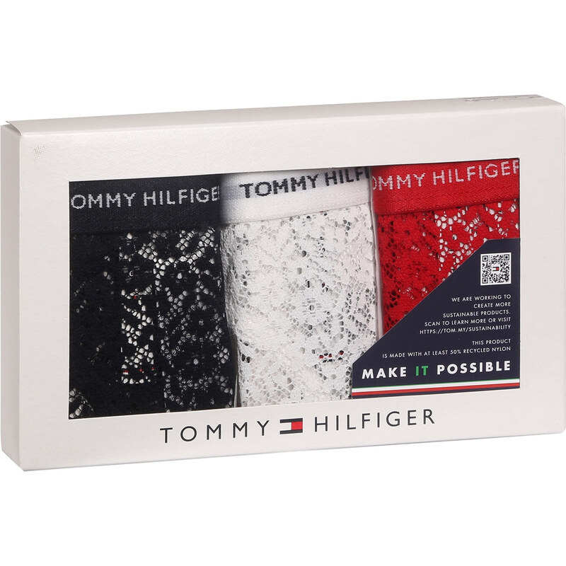 3PACK dámská tanga Tommy Hilfiger nadrozměr vícebarevná (UW0UW04896 0X0)