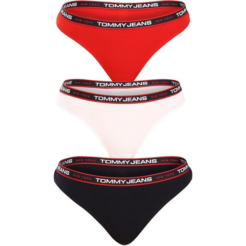 3PACK dámská tanga Tommy Hilfiger nadrozměr vícebarevná (UW0UW04709 0WE) 3