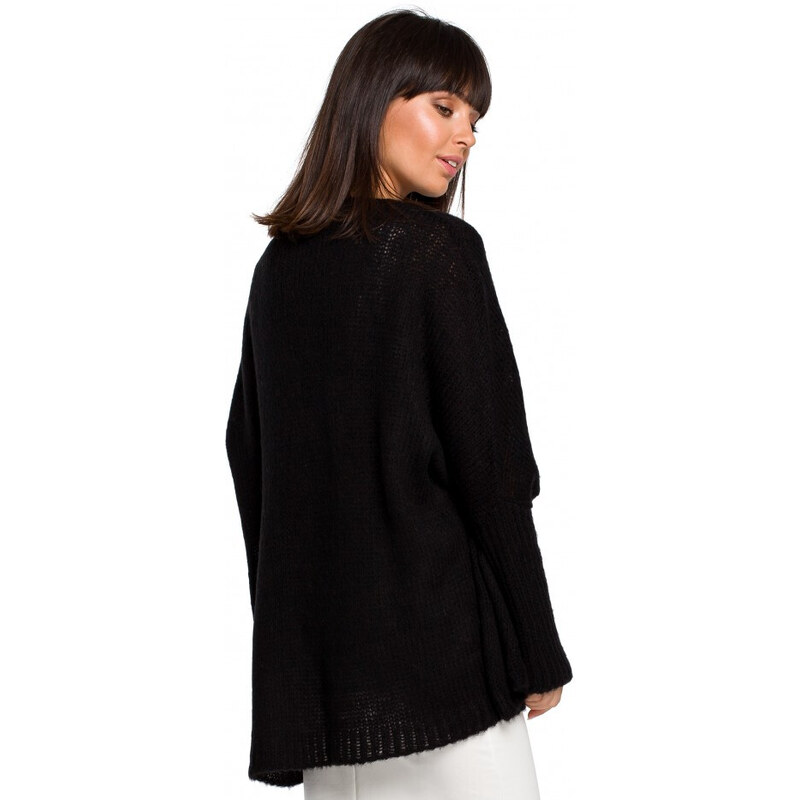 BK018 Lehký svetr nadměrné velikosti - černý