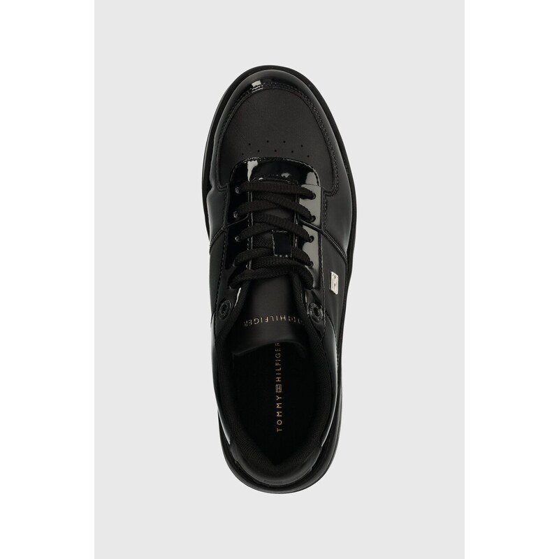 Sneakers boty Tommy Hilfiger WOMENS BASKET PATENT černá barva, FW0FW07866
