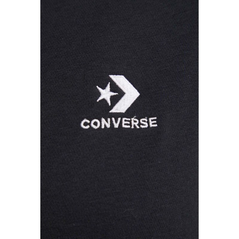 Mikina Converse černá barva, s kapucí, hladká, 10024511.A01-BLACK