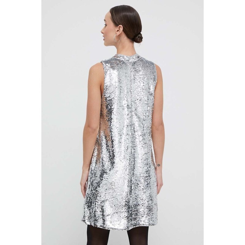 Šaty Superdry stříbrná barva, mini