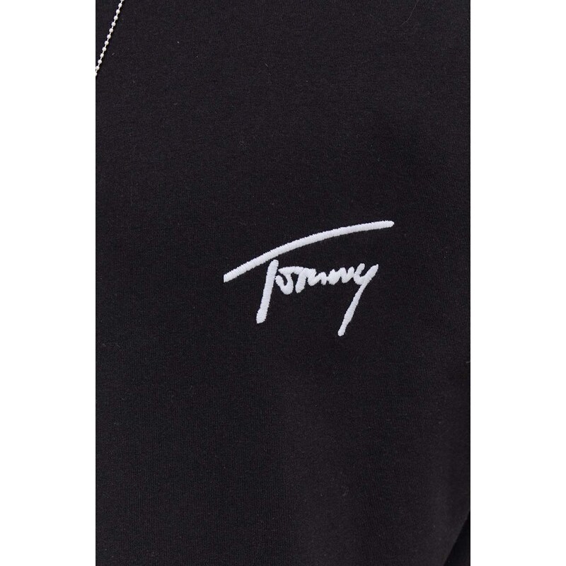 Bavlněné tričko Tommy Jeans černá barva, s aplikací