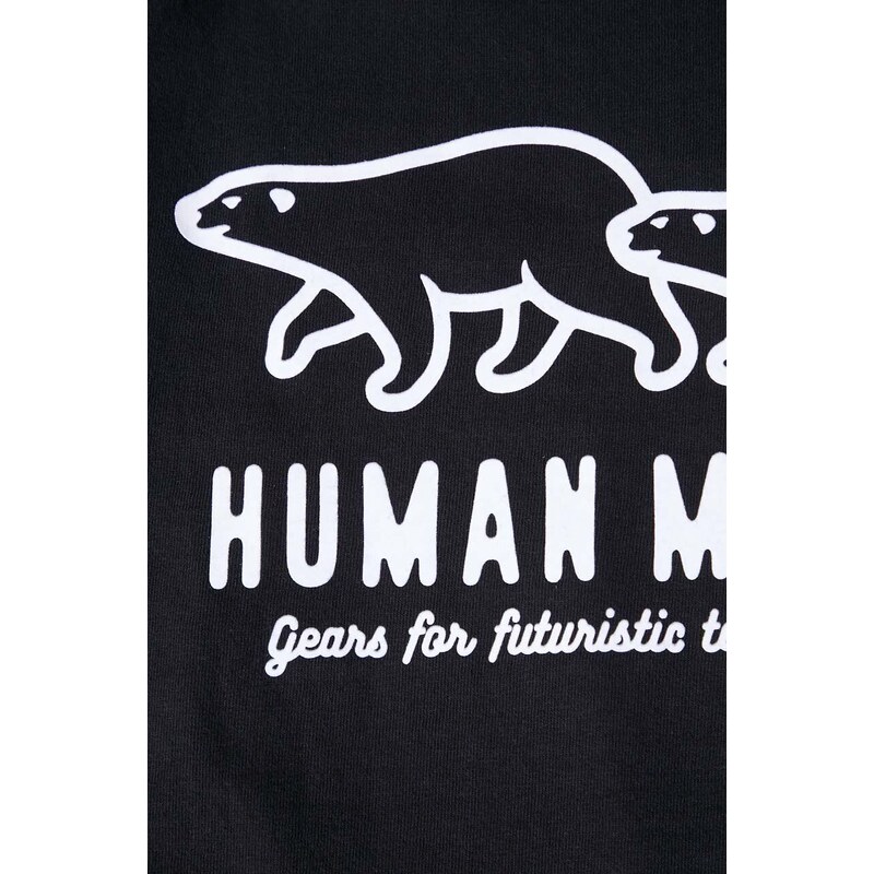 Tričko s dlouhým rukávem s příměsí vlny Human Made Wool Blended tmavomodrá barva, s potiskem, HM26CS012