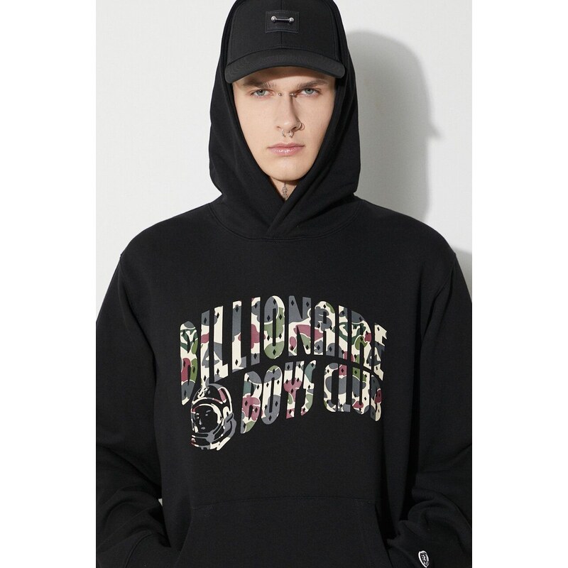 Bavlněná mikina Billionaire Boys Club Duck Camo Arch Logo Popover pánská, černá barva, s kapucí, s potiskem, B23432