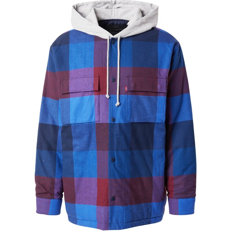 LEVIS  Přechodná bunda modrá / indigo / světle šedá / červená