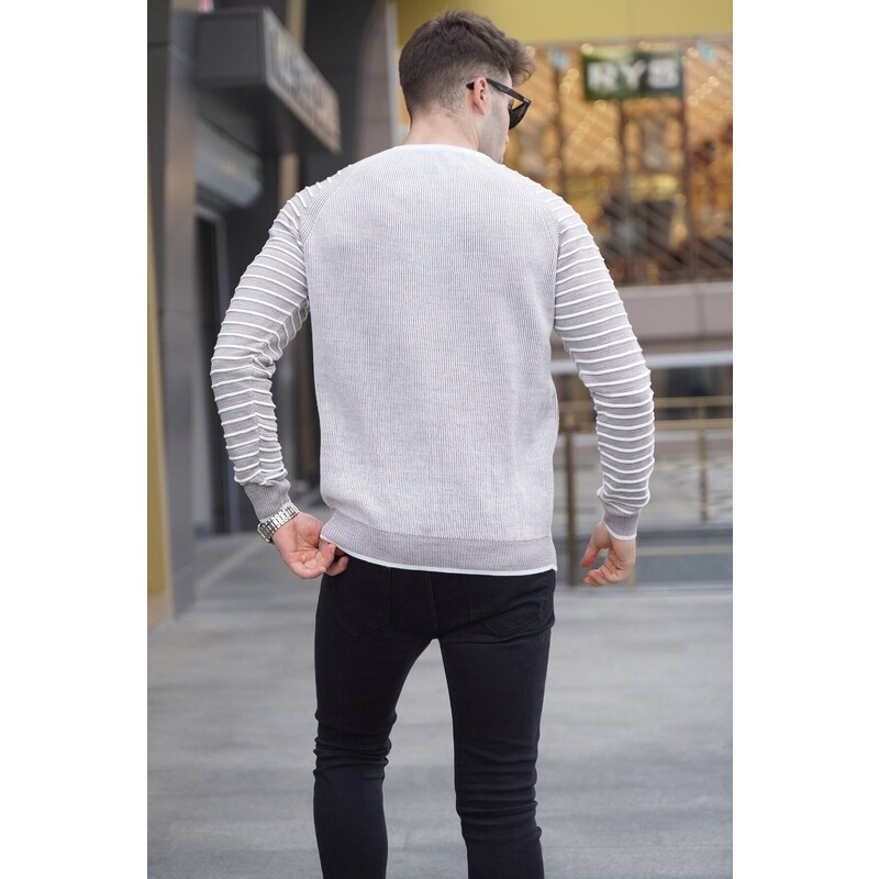 Madmext Bone Crew Neck Knitwear Sweater 5766