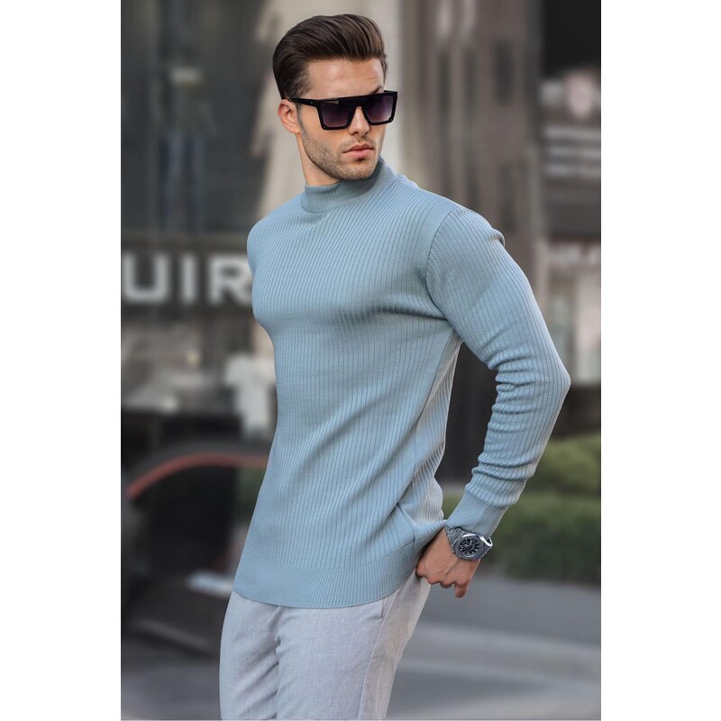 Madmext Men's Water Green Turtleneck Knitwear Sweater 6822