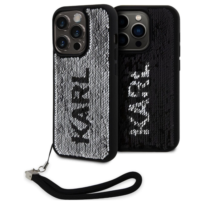 iPhone 15 Pro Karl Lagerfeld Sequins Reversible Case stříbrná