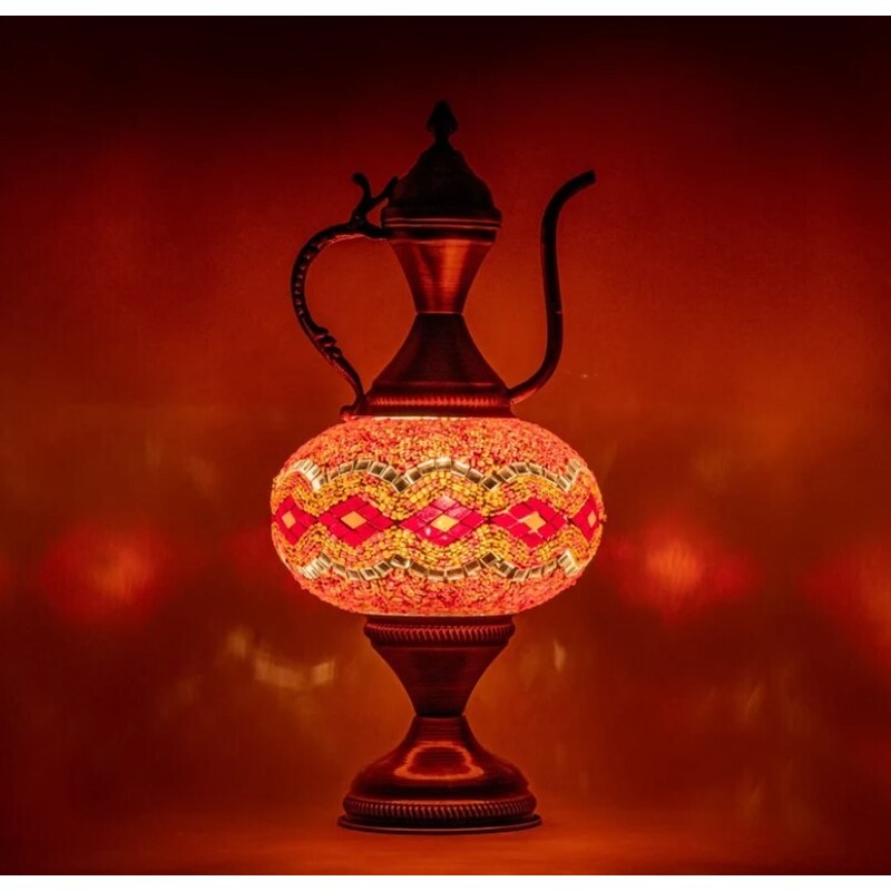 Krásy Orientu Orientální skleněná mozaiková stolní lampa Afiya - Karafa - ø skla 16 cm