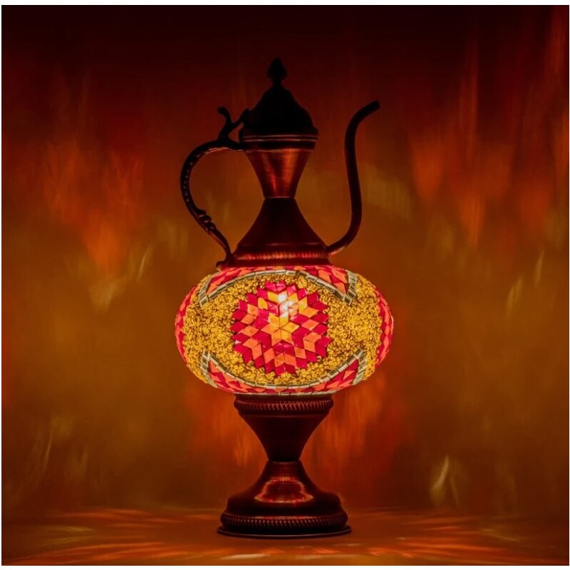 Krásy Orientu Orientální skleněná mozaiková stolní lampa Aydin - Karafa - ø skla 16 cm