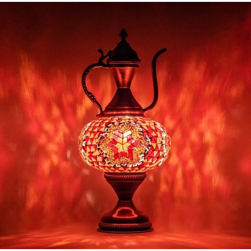 Krásy Orientu Orientální skleněná mozaiková stolní lampa Tuqba - Karafa - ø skla 16 cm