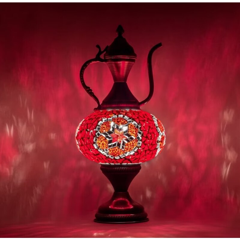 Krásy Orientu Orientální skleněná mozaiková stolní lampa Irem - Karafa - ø skla 16 cm